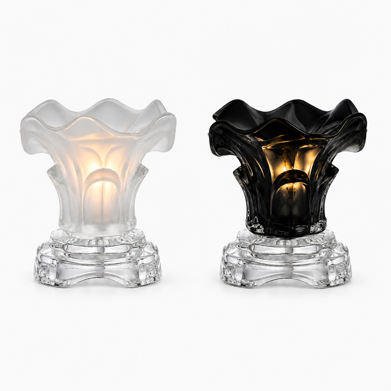Olé Aroma black and frosted white dimmer aromatic lamps, electric fragrance oil warmers with adjustable light